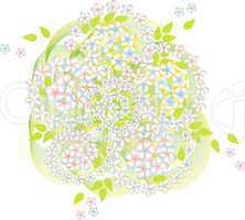 abstract spring background with flowers on white