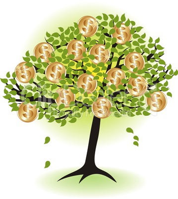 money  tree.with dollar coins