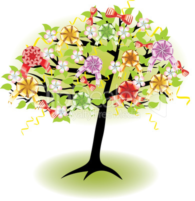 holiday spring tree with bows and flowers