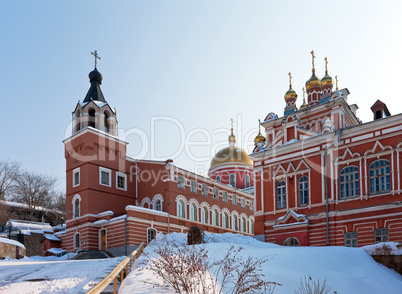 Iversky monastery in Samara, Russia. Winter