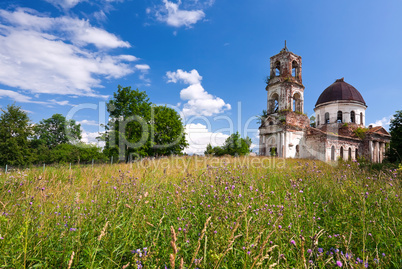 Old deserted church in Novgorod region, Russia