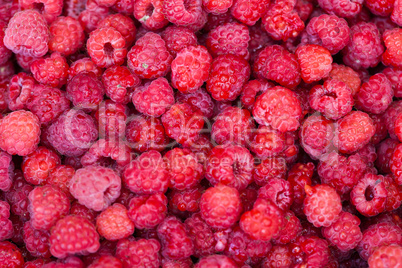 Sweet fresh raspberries closeup