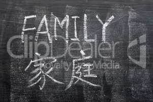 Family - word written on a blackboard