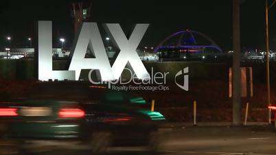 Timelapse of the traffic at night at LAX Airport Los Angeles