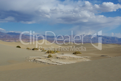 Dunes, green spots and high mountains, Death Valley, California