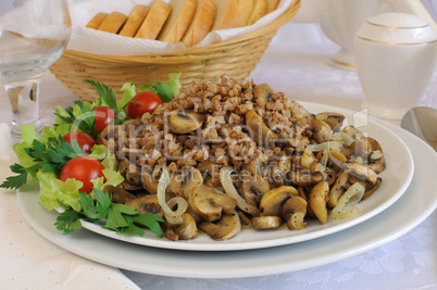 Buckwheat porridge with mushrooms