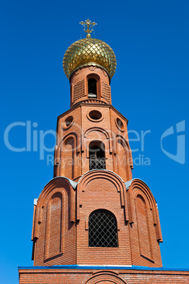 Orthodox church against blue sky. Samara, Russia.