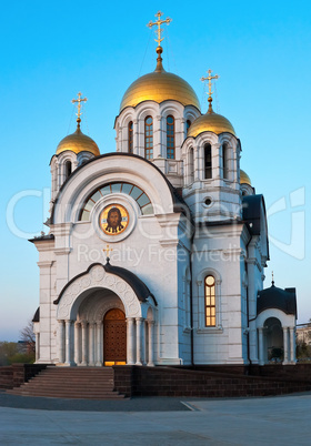 Temple of the Martyr St. George in the city of Samara in the sun