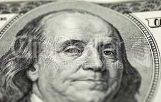 Benjamin Franklin portrait from 100 dollars banknote