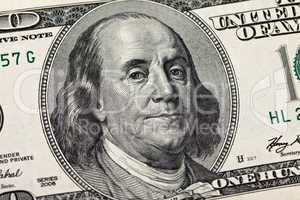 Benjamin Franklin portrait from 100 dollars banknote