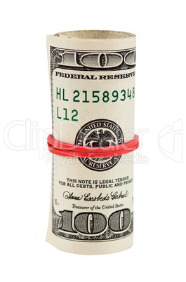 Roll of dollars isolated on white
