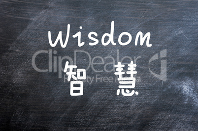 Wisdom - word written on a smudged blackboard