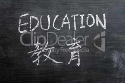 Education - word written on a smudged blackboard