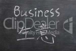 Business- word written on a smudged blackboard