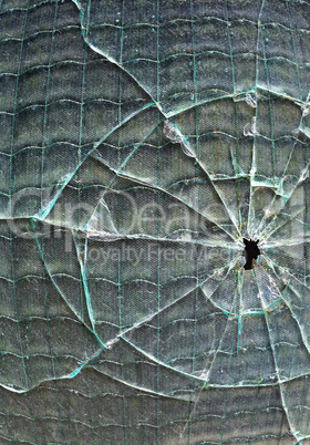 Glass hole broken shot