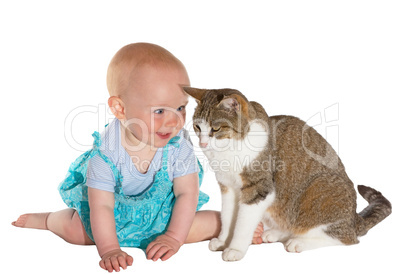 Cat and smiling baby