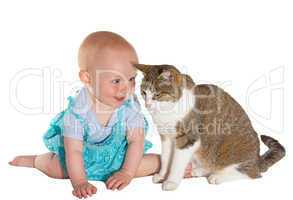 Cat and smiling baby