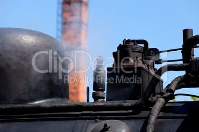 Detailaufnahme einer historischen Dampflokomotive