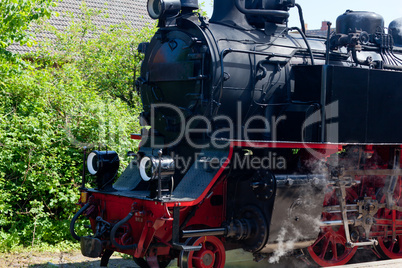 Detailaufnahme einer historischen Dampflokomotive