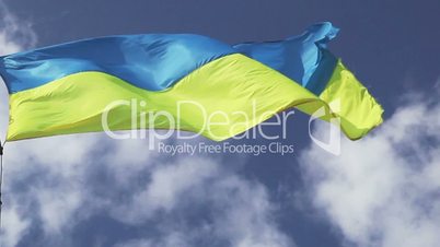 Ukrainian flag waving on cloudy pattern