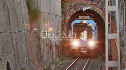 Train tunnel leaves, Tren sale de túnel