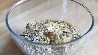 Mixing homemade granola