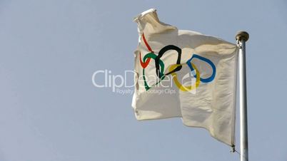 Olympic-Games flag flutters in wind.
