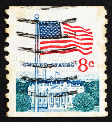 Postage stamp USA 1968 Flag and White House