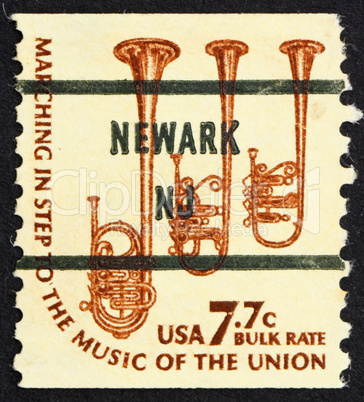Postage stamp USA 1976 Saxhorns, musical instruments