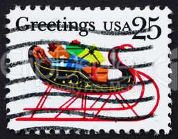 Postage stamp USA 1989 USA Sleigh Full of Presents, Christmas