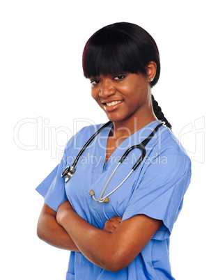 Female surgeon with stethoscope