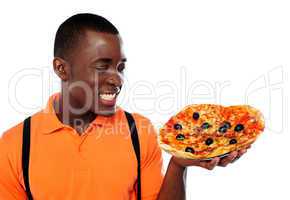 Hey lets enjoy some yummy pizza