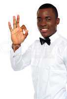 Young african boy showing okay gesture