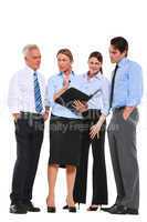 businessmen and businesswomen with a work plan