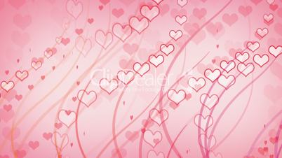 hearts and curves pink background loop