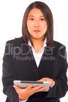asian businesswoman with tablet