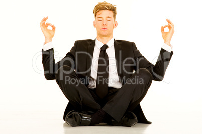 businessman doing yoga