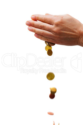 many coins in hands