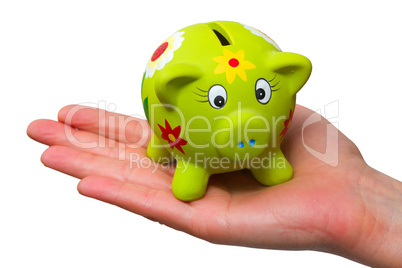 piggy bank on a hand