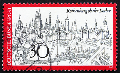 Postage stamp Germany 1969 Rothenburg ob der Tauber, Germany