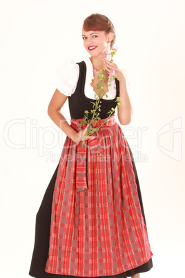 Bayerische Frau mit duftender Blume