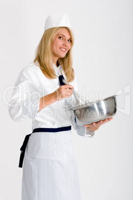 weiblicher Koch mit Schüssel