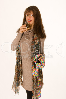 Elegante Frau mit einem glas Sekt