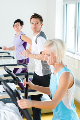 Fitness young people on treadmill running exercise