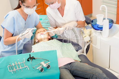 Dentist and assistant with child patient