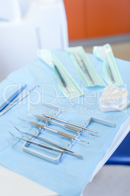 Dental equipment close up on surgery table