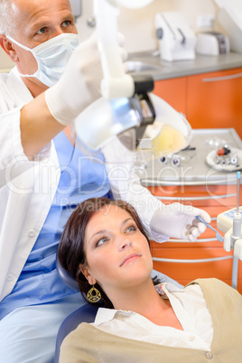 Woman patient at dental hygienist surgery