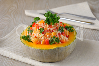 porridge of rice and vegetables with pumpkin