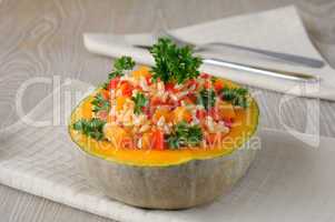 porridge of rice and vegetables with pumpkin