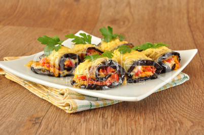 Eggplant rolls stuffed with cheese